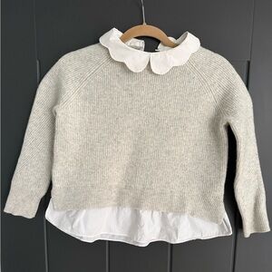 Ted Baker Cashmere/Wool Blend Ruffled Layer Sweater with White Collar